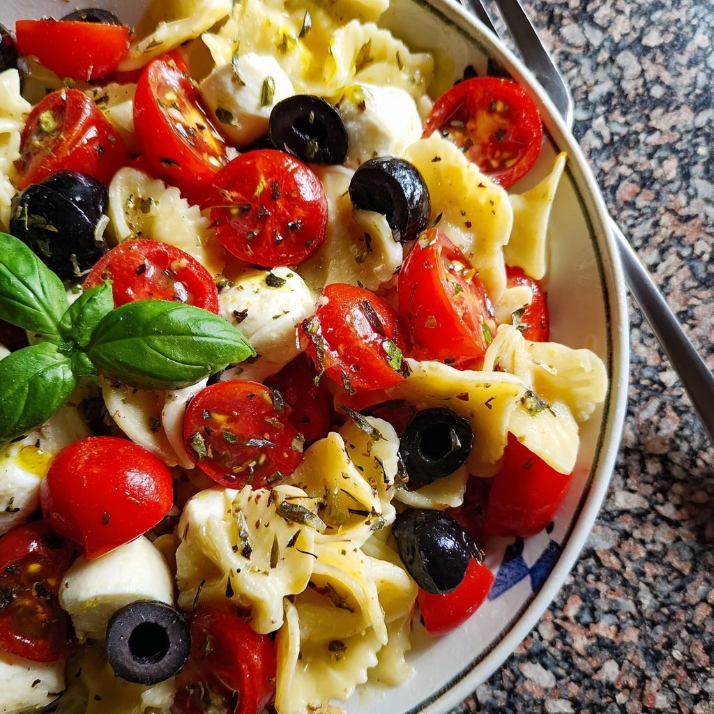 Mediterraner Nudelsalat Mit Mozzarella