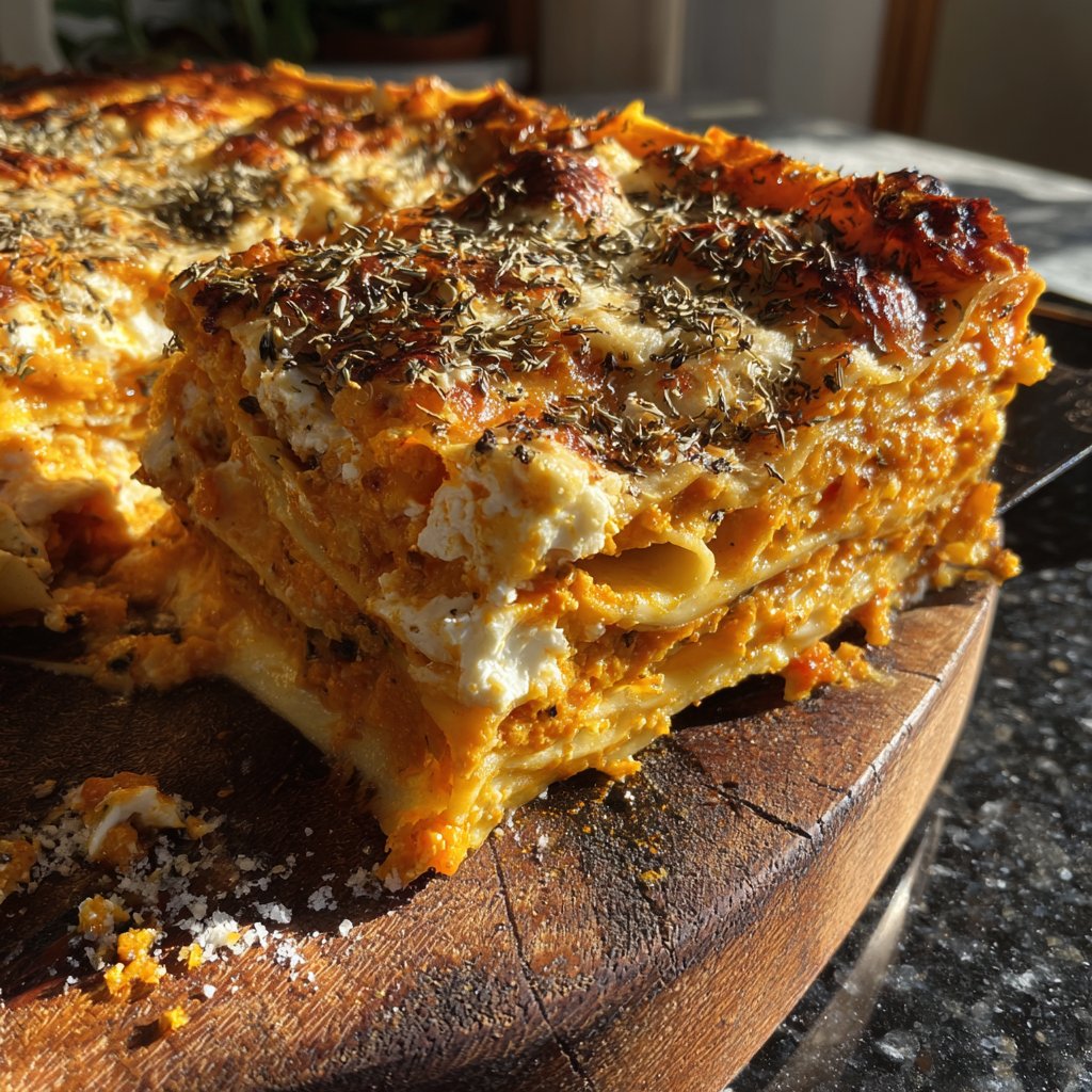 Lasagne mit Kürbis und Feta