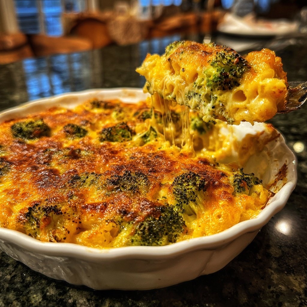 Vegetarischer Nudelauflauf mit Brokkoli