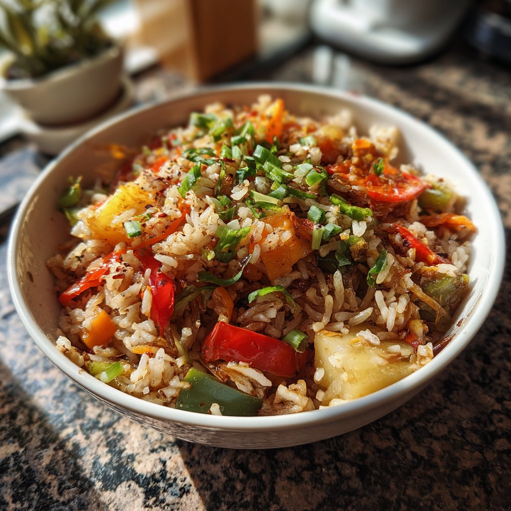 Abendessen mit Reis und Gemüse